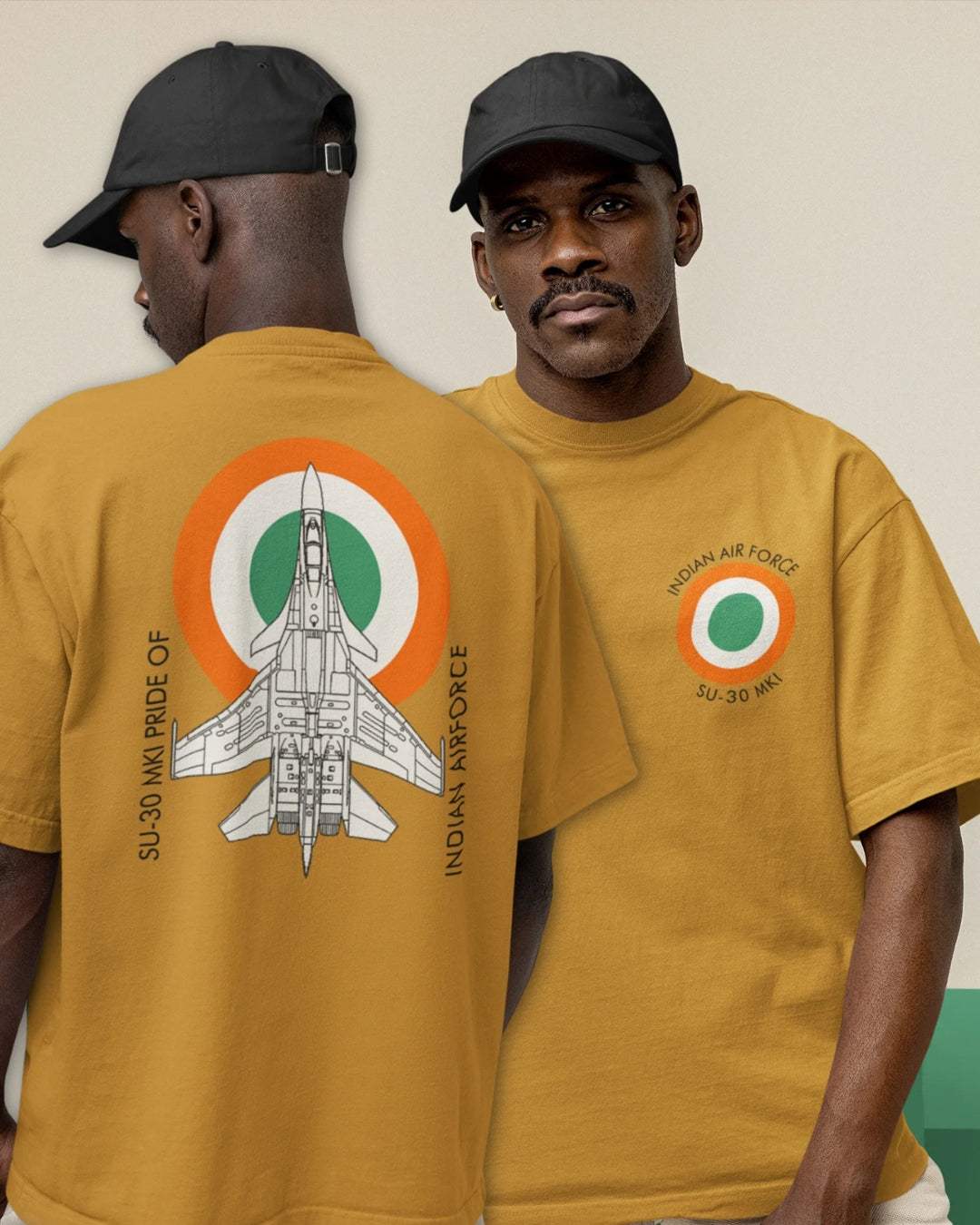 IAF-SU30 MKI Men's Oversized Tshirt - zenrobe- Mustard-Yellow-XXL- 999.00