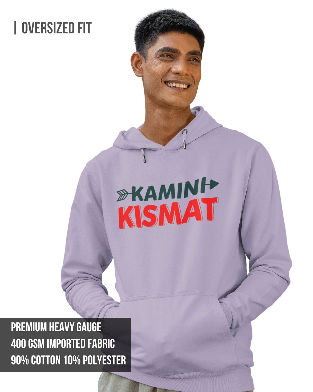 Kamini Kismat Drop Shoulder Men's Oversized Hoodie Lavender / 3XL- Lavender / 3XL- 1299.00