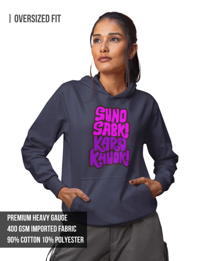 Karo Khudki Women's Oversized Hoodie Navy Blue / 3XL- Navy Blue / 3XL- 1299.00