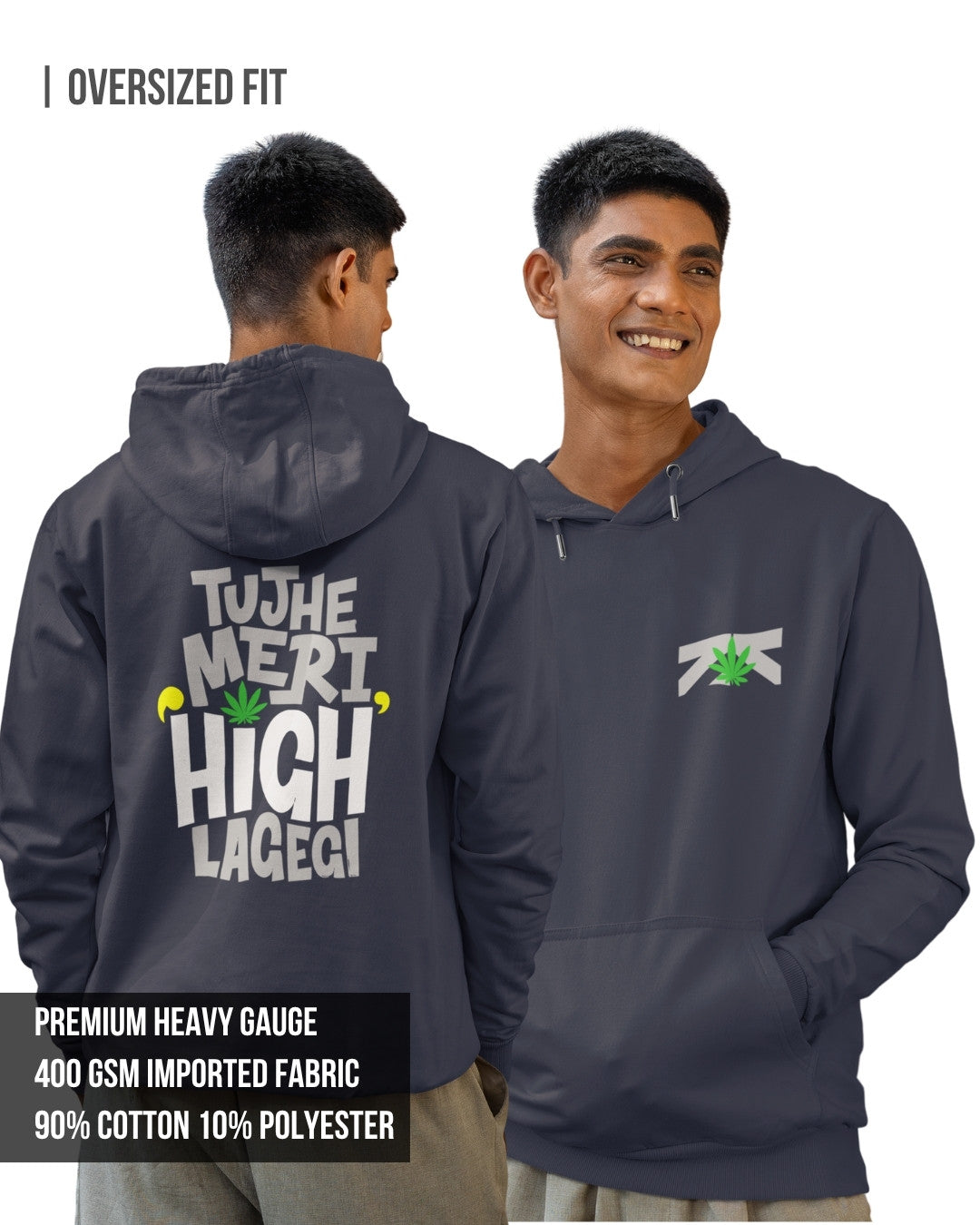 High Men's Oversized Hoodie Navy Blue / 3XL- Navy Blue / 3XL- 1489.00