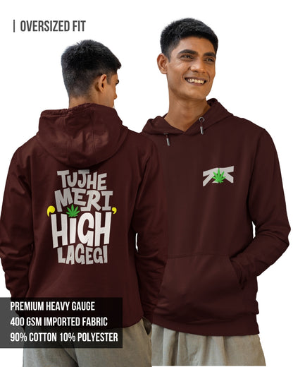High Men's Oversized Hoodie Maroon / 3XL- Maroon / 3XL- 1489.00