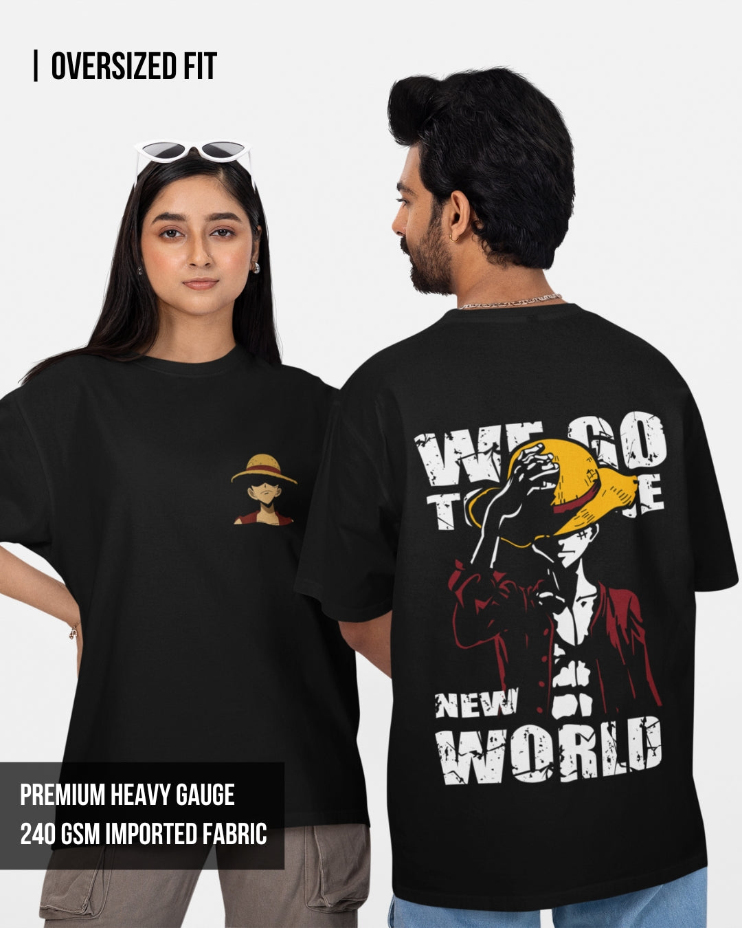 One Piece | Luffy Unisex Oversized T-Shirt Black / XXL- Black / XXL- 999.00