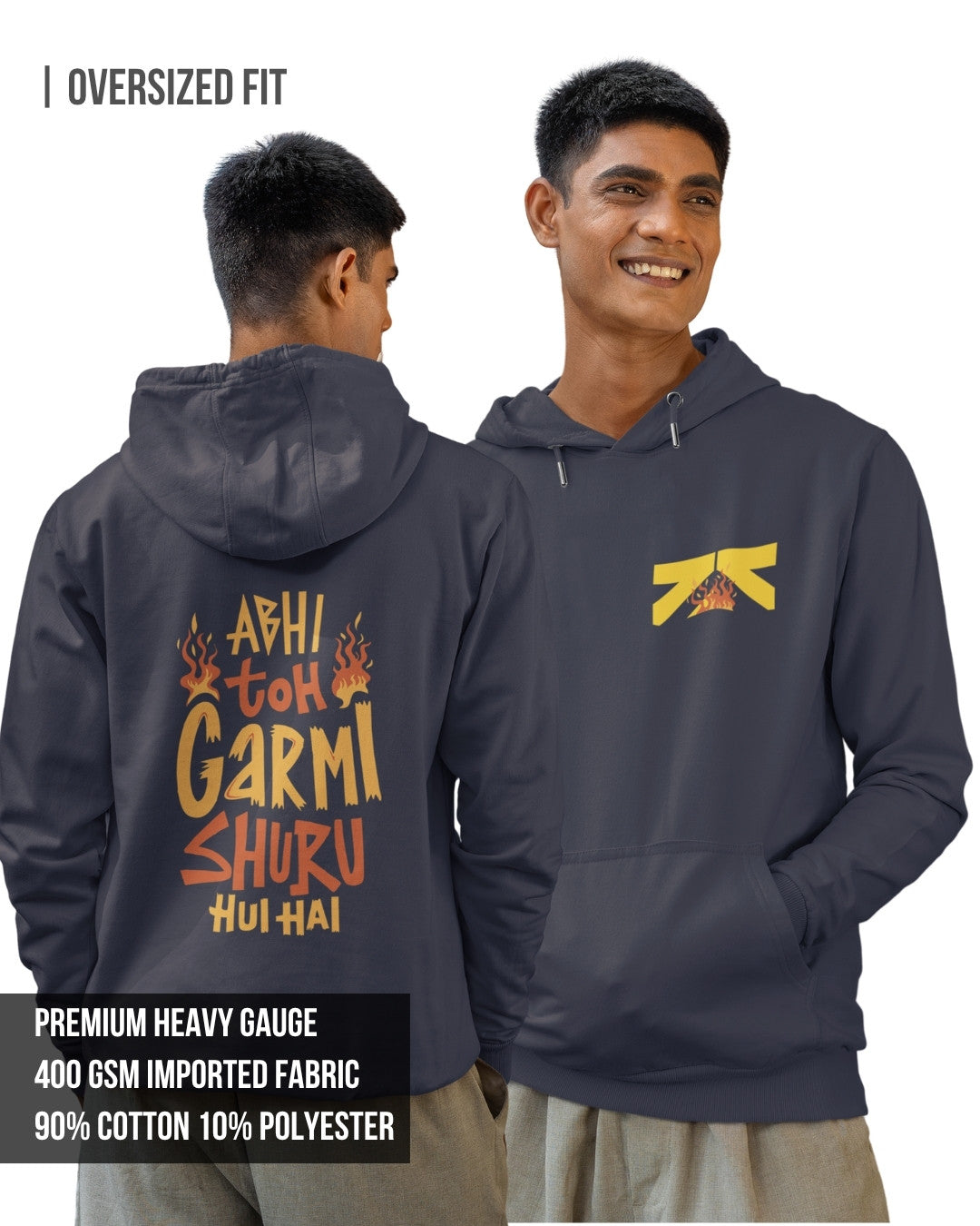 Garmi Men's Oversized Hoodie Navy Blue / 3XL- Navy Blue / 3XL- 1489.00