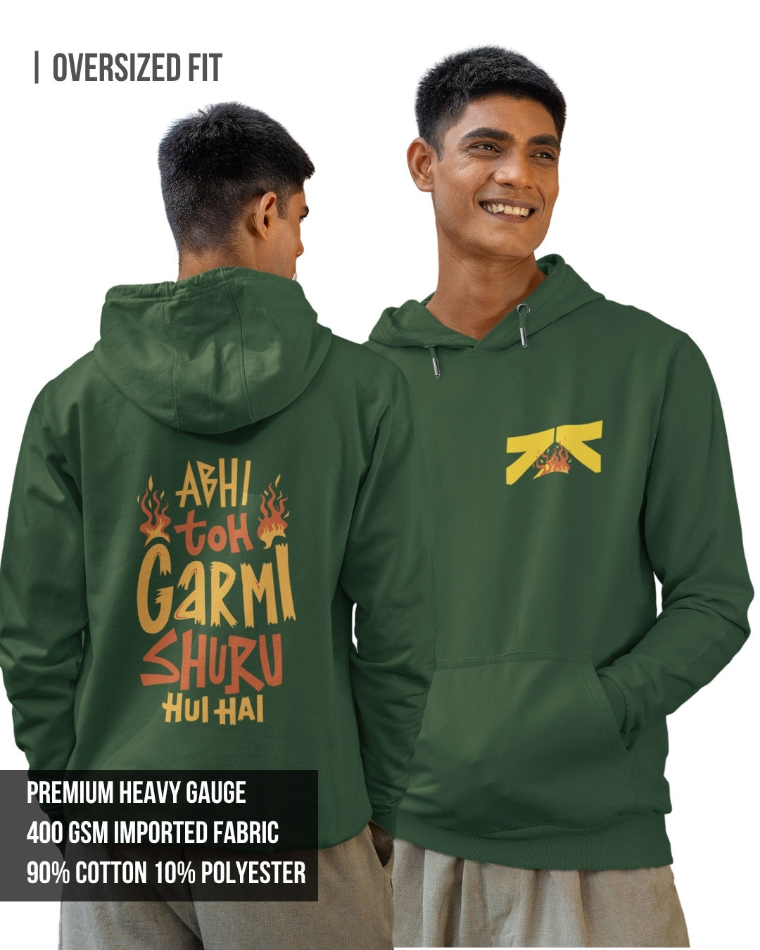 Garmi Men's Oversized Hoodie Bottle Green / 3XL- Bottle Green / 3XL- 1489.00