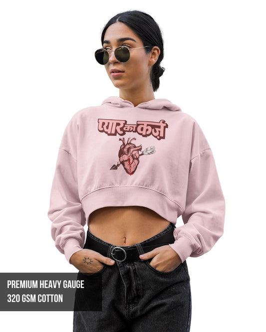 Pyar Ka Karz Crop Hoodie Light Baby Pink / XXL- Light Baby Pink / XXL- 799.00