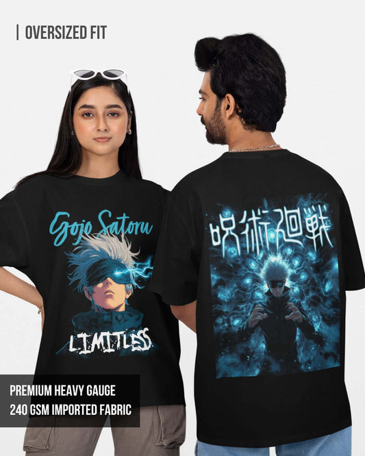 Gojo Satora | Jujutsu Kaisen Unisex Oversized T-Shirt Black / XXL- Black / XXL- 1099.00