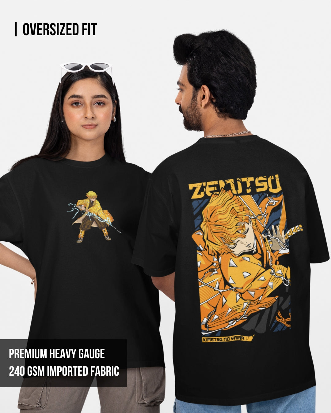 Zenitsu Agatsuma | Demon Slayer Unisex Oversized T-Shirt Black / XXL- Black / XXL- 1049.00