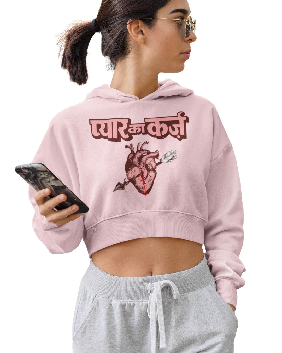 Pyar Ka Karz Crop Hoodie - -