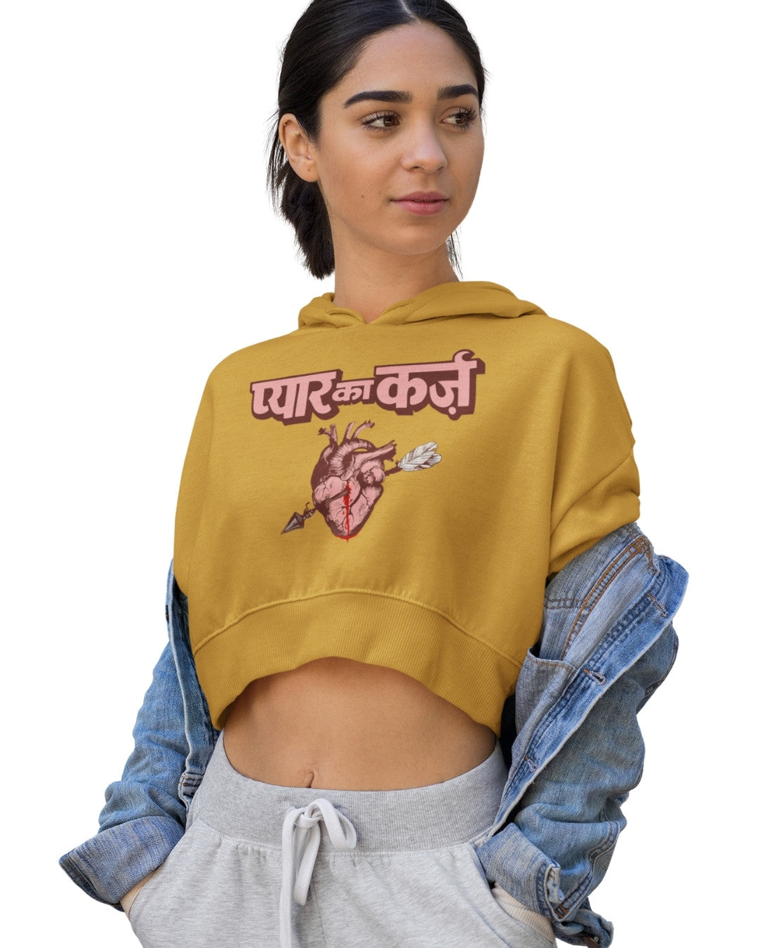 Pyar Ka Karz Crop Hoodie - -