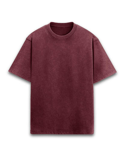 Acid Wash Unisex Oversized Tshirt - zenrobe- Maroon-XXL- 699.00