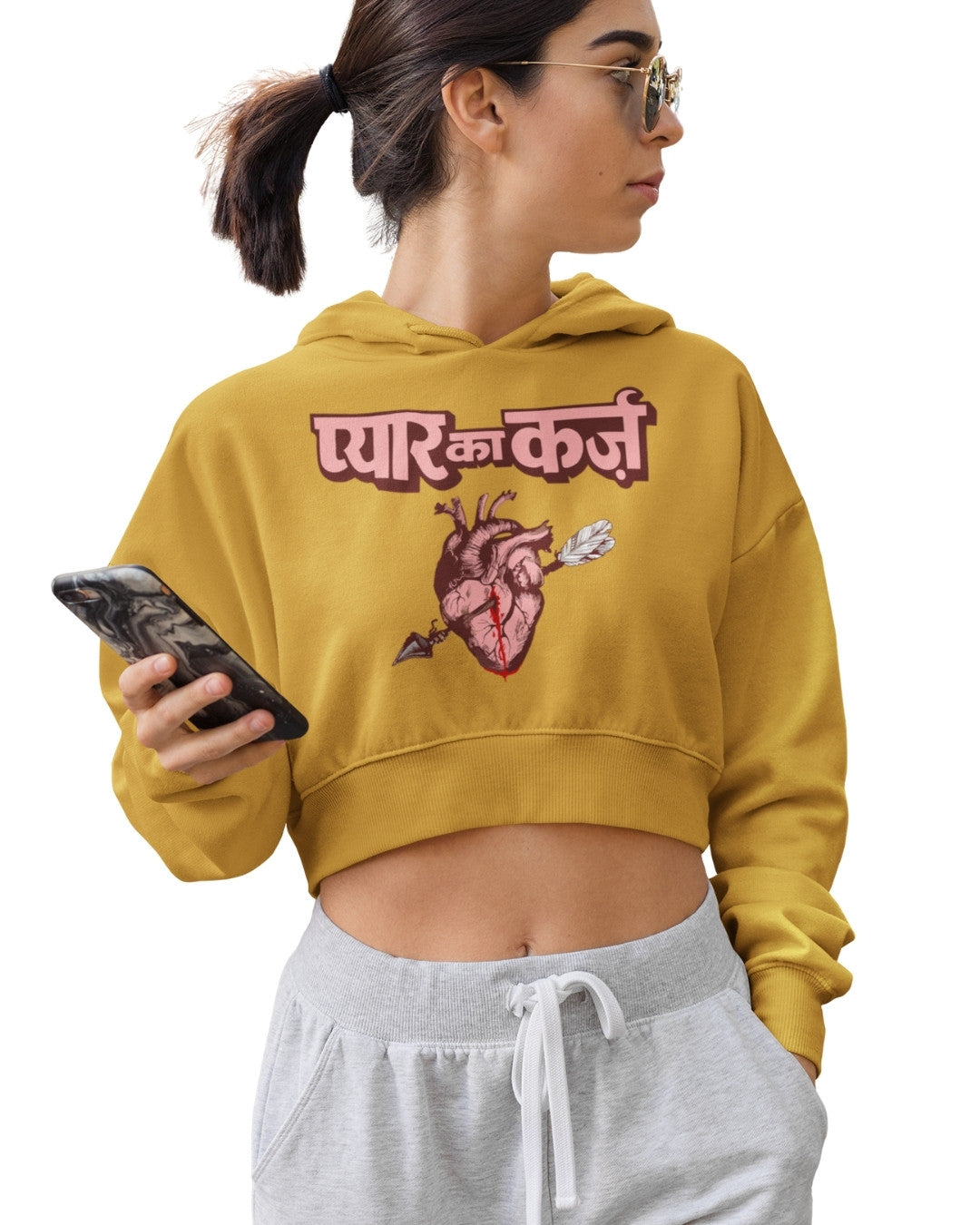 Pyar Ka Karz Crop Hoodie - -