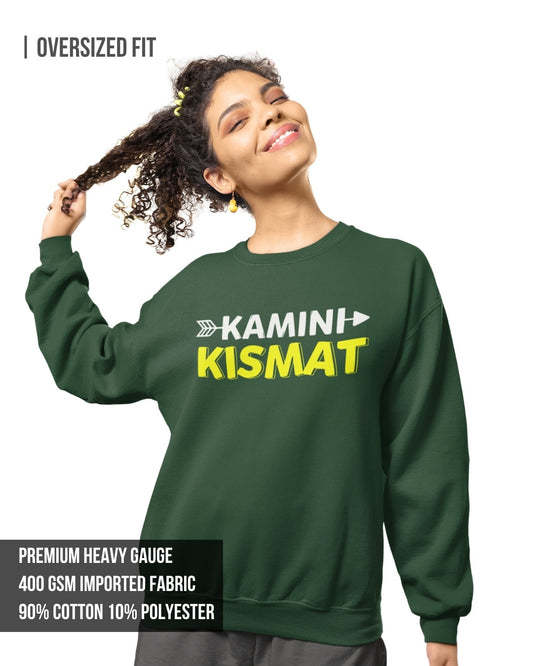 Kamini Kismat Women's Oversized Sweatshirt Bottle Green / 3XL- Bottle Green / 3XL- 1099.00
