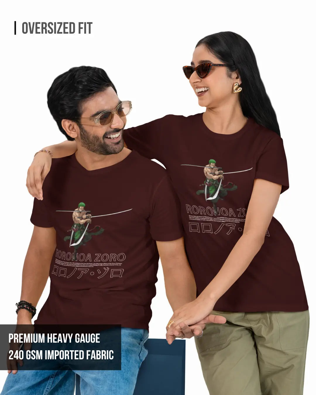 Zoro | One Piece | Unisex Oversized Tshirt Maroon / XXL- Maroon / XXL- 799.00