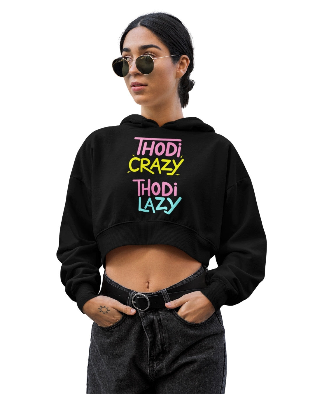 Lazy Crop Hoodie - -