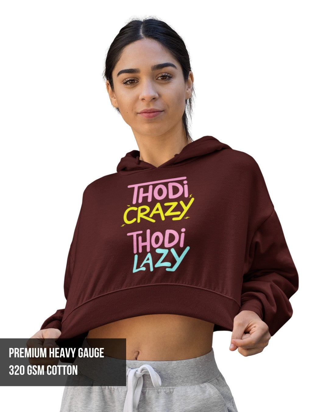 Lazy Crop Hoodie Maroon / XXL- Maroon / XXL- 799.00