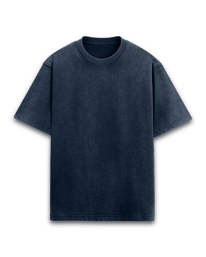 Acid Wash Unisex Oversized Tshirt - zenrobe- Navy-Blue-XXL- 699.00