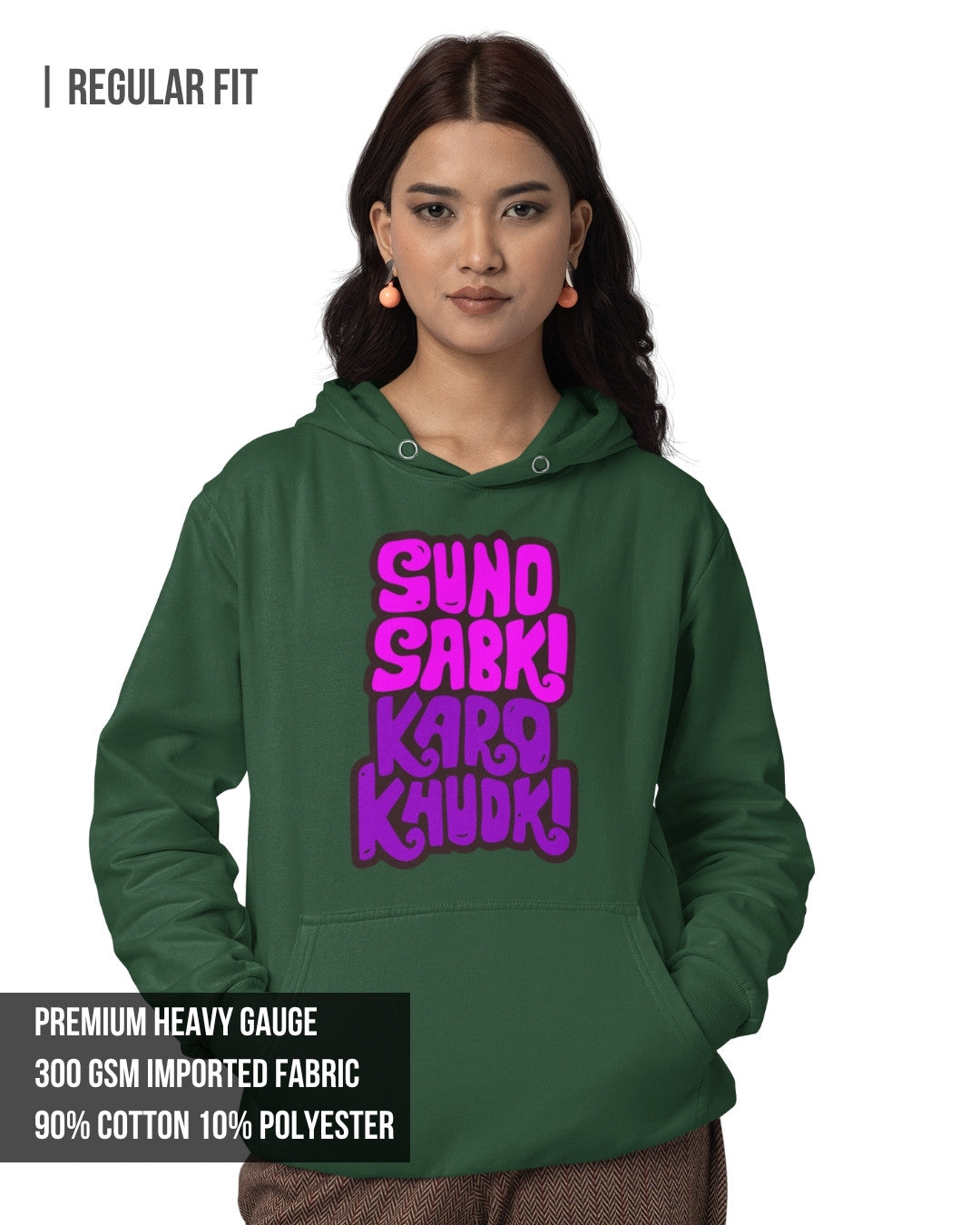 Karo Khudi Women's Hoodie Bottle Green / 3XL- Bottle Green / 3XL- 1029.00