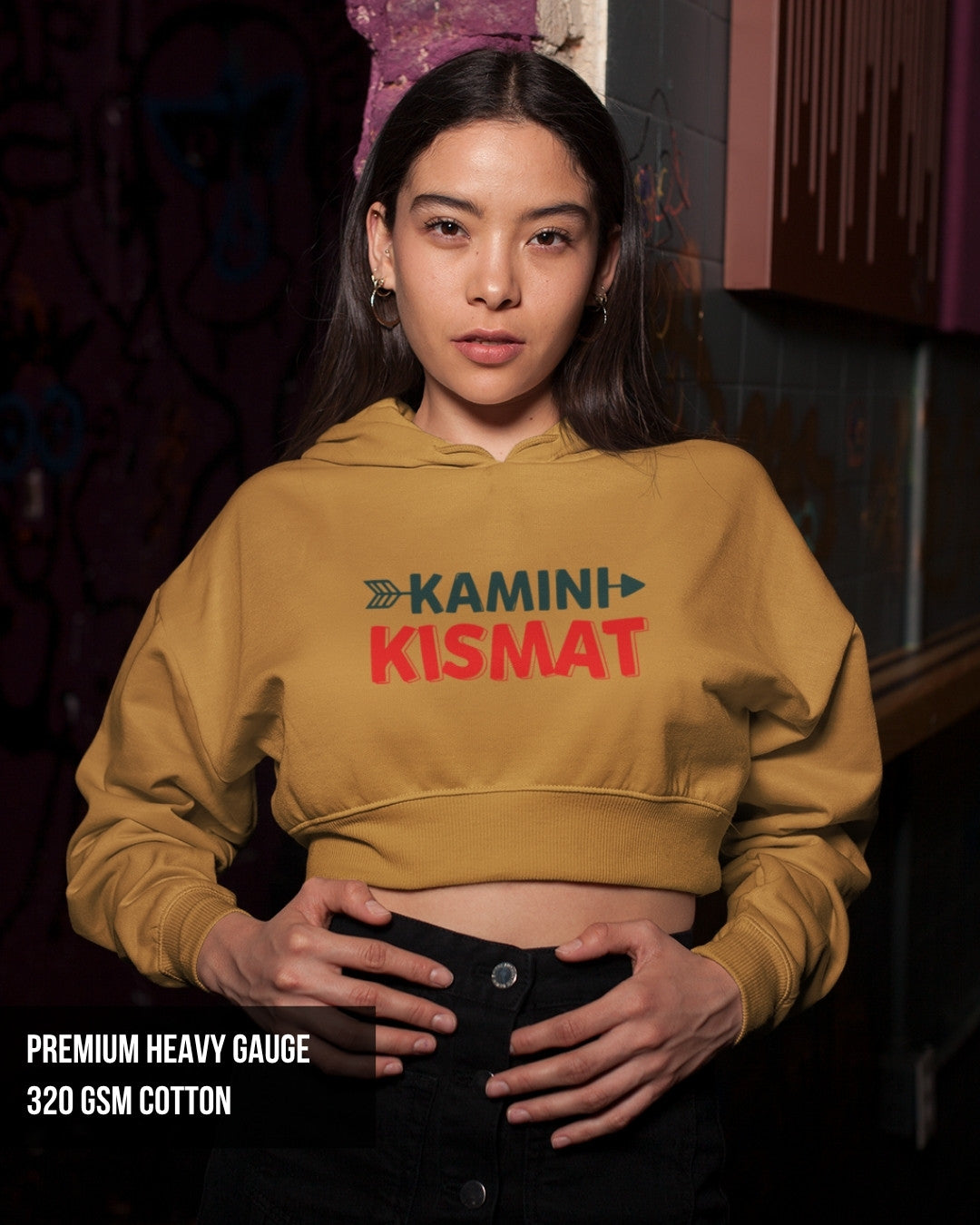 Kamini Kismat Crop Hoodie Mustard Yellow / XXL- Mustard Yellow / XXL- 799.00