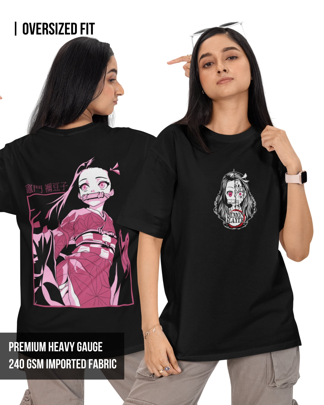 Demon Slayer | Nezuko Women's Oversized T-shirt Black / XXL- Black / XXL- 1049.00