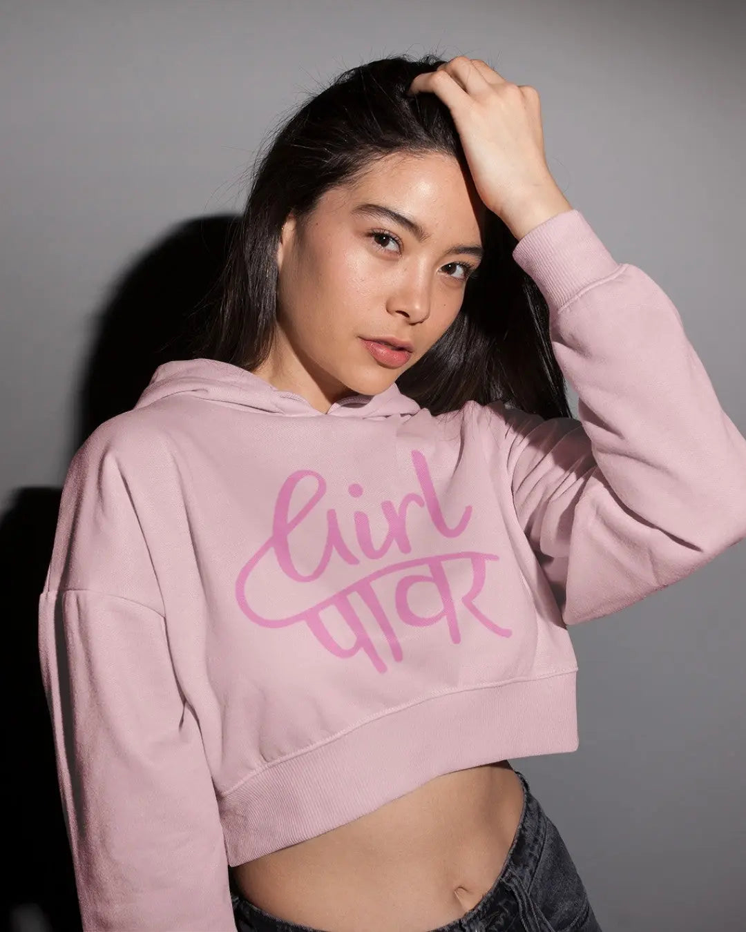 Girl Power Crop Hoodie - -