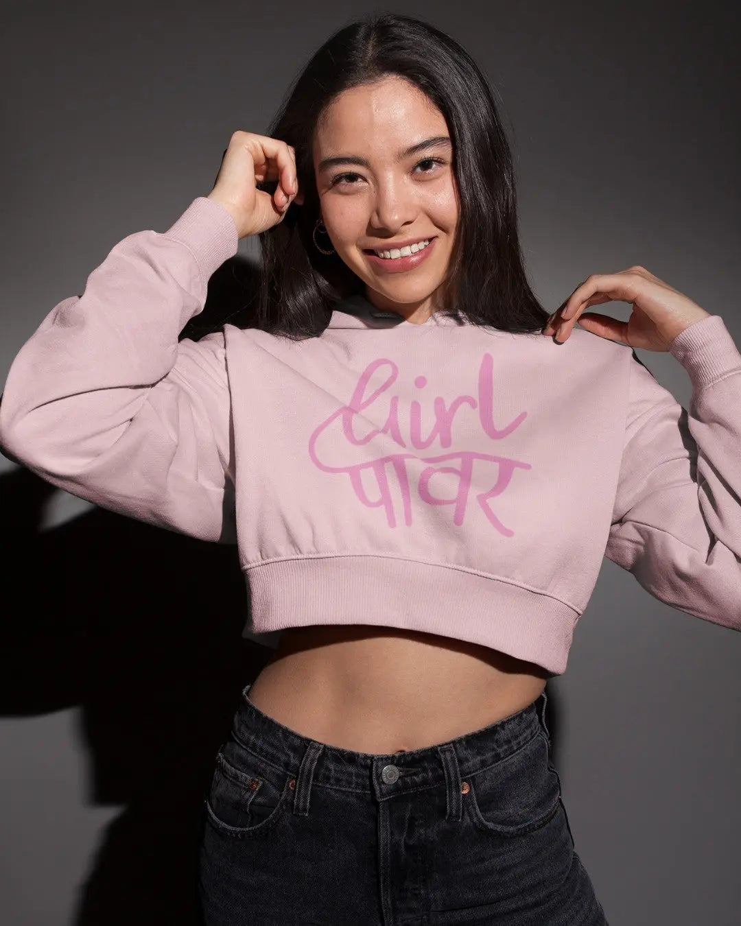 Girl Power Crop Hoodie - -