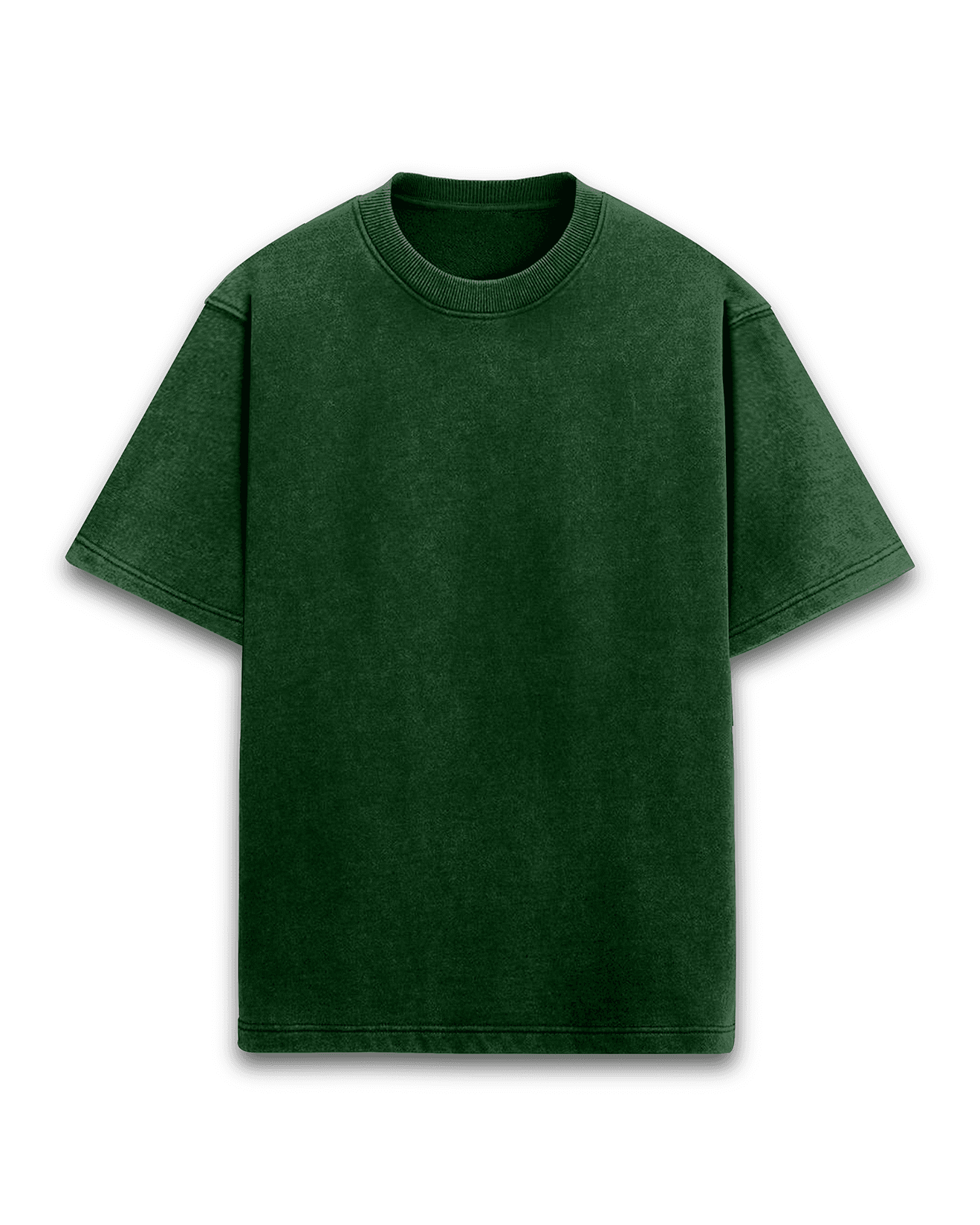 Acid Wash Unisex Oversized Tshirt - zenrobe- Bottle-Green-XXL- 699.00
