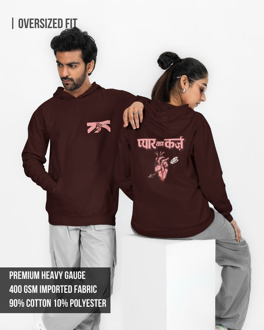 Pyar Ka Karz Unisex Oversized Hoodie Maroon / 3XL- Maroon / 3XL- 1489.00