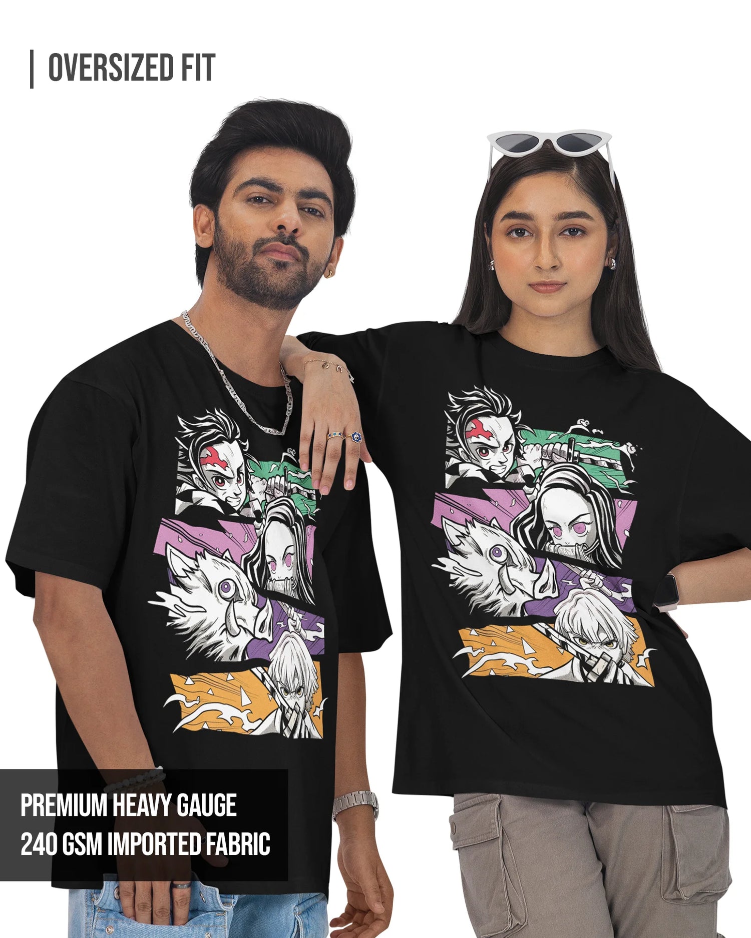 Demon Slayer | Unisex Oversized Tshirt Black / XXL- Black / XXL- 799.00