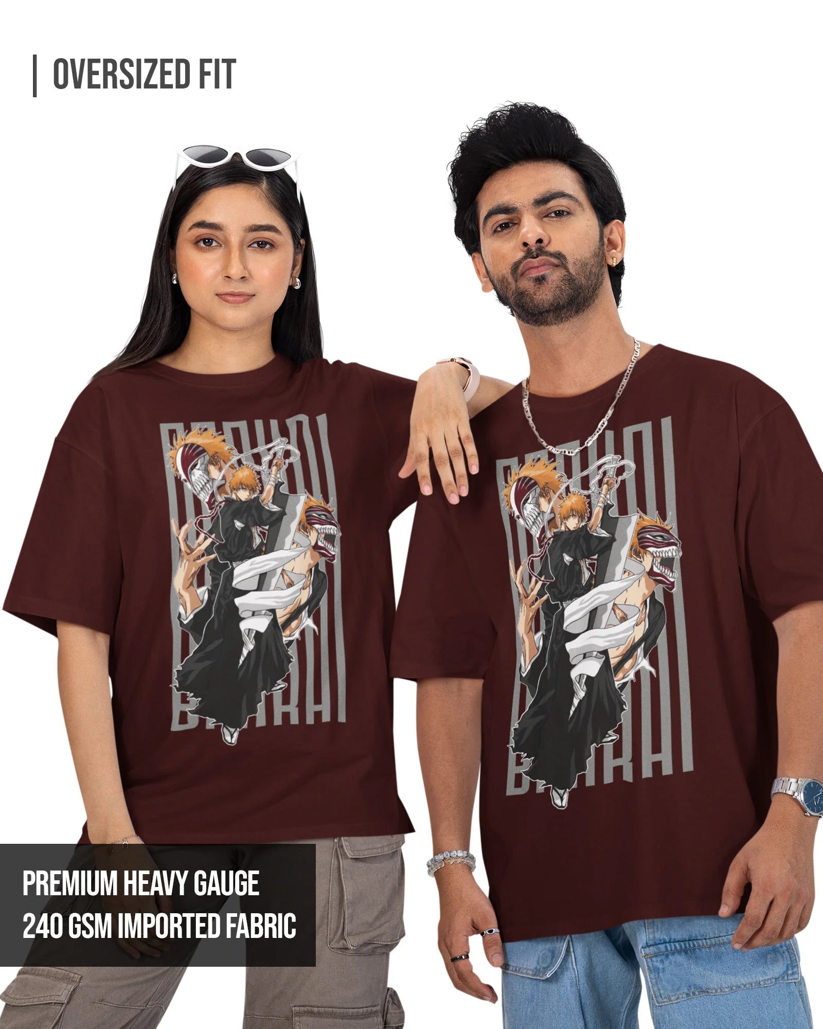 Ichigo Bankai | Bleach | Men's Oversized Tshirt Maroon / XXL- Maroon / XXL- 799.00