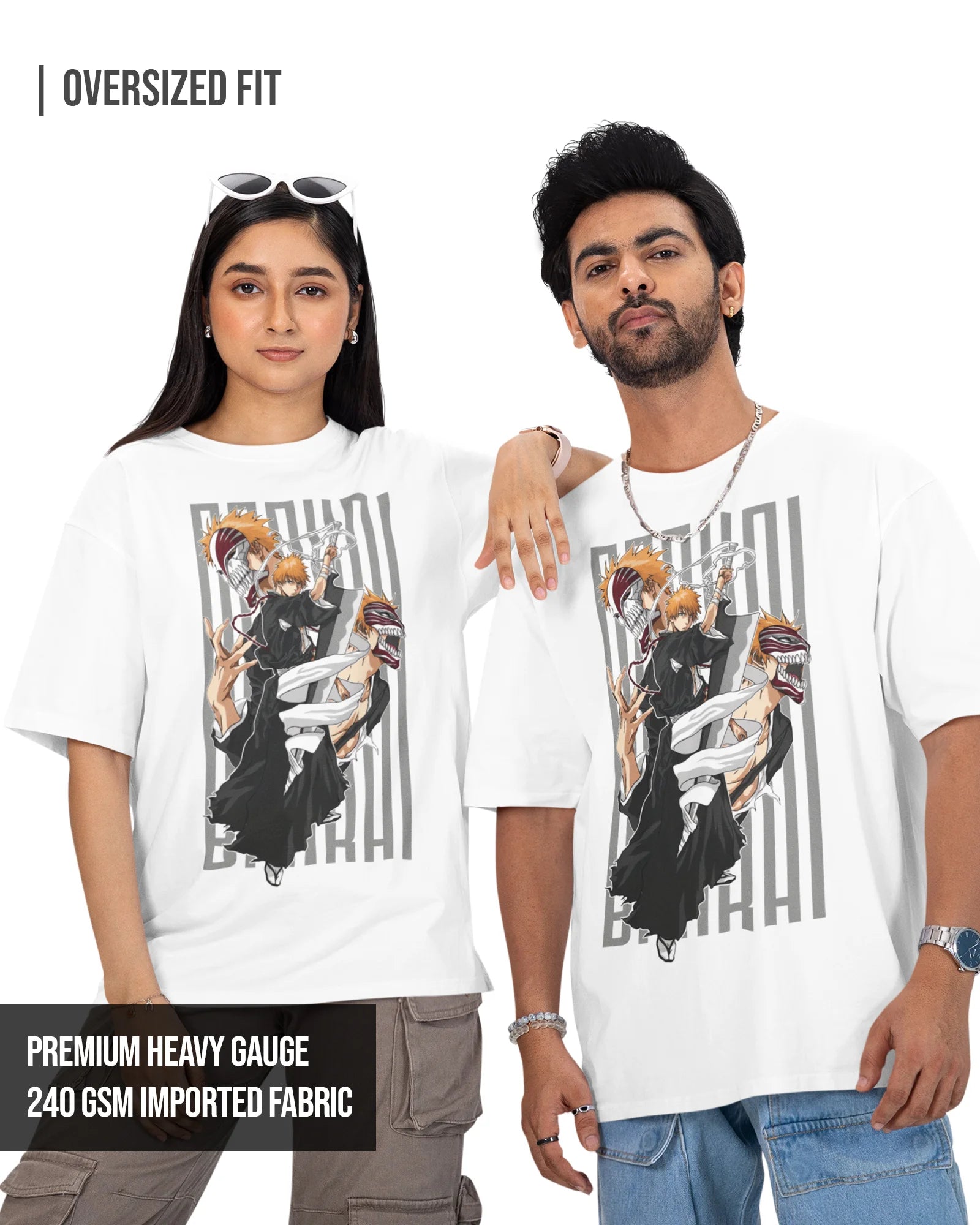 Ichigo Bankai | Bleach | Men's Oversized Tshirt White / XXL- White / XXL- 799.00