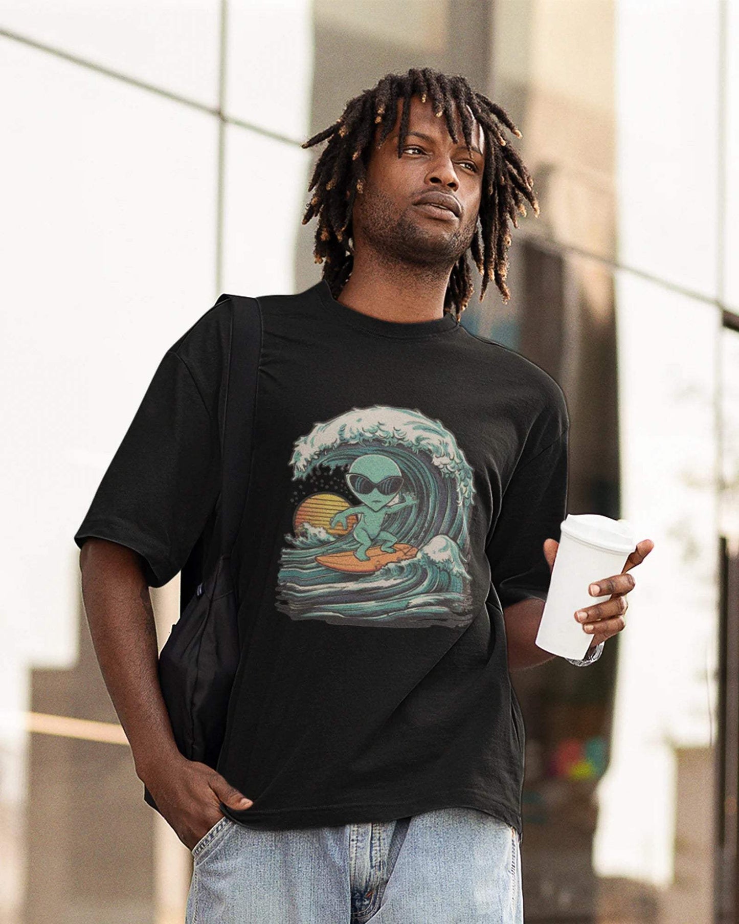 Alien Men's Oversized Tshirt - zenrobe- Black-XXL- 799.00