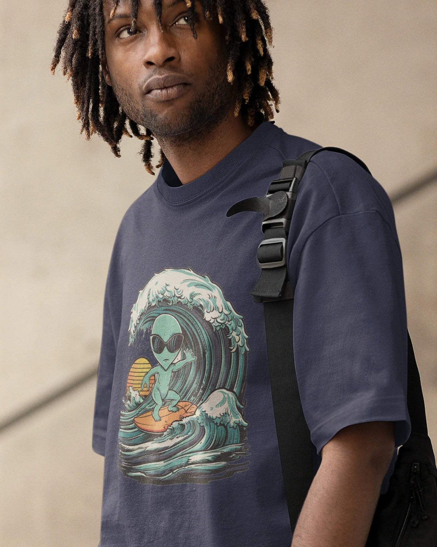 Alien Men's Oversized Tshirt - zenrobe- Navy-Blue-XXL- 799.00