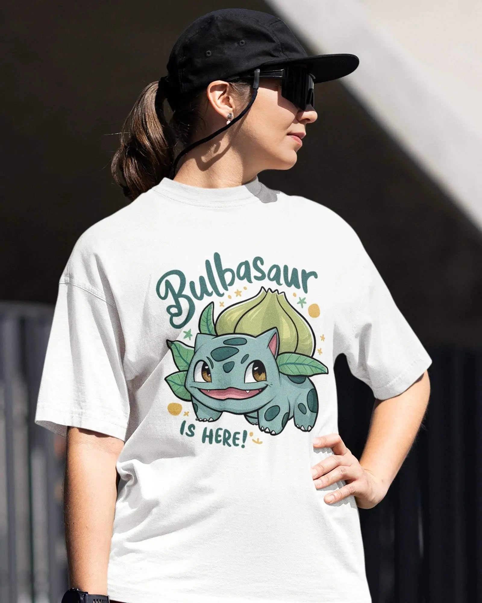 Bulbasaur Pokémon Oversized Unisex Tshirt - zenrobe -  White-XXL 