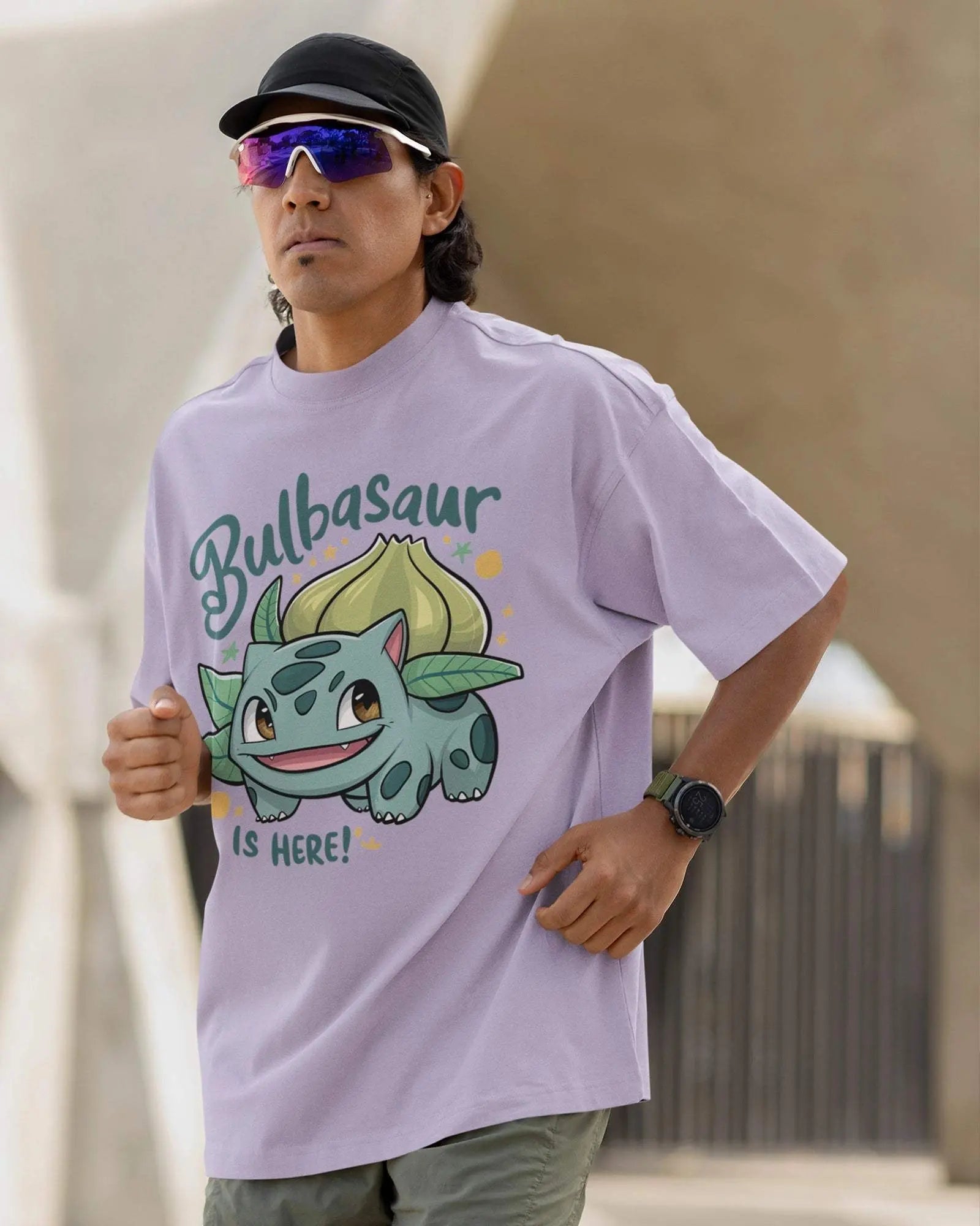 Bulbasaur Pokémon Oversized Unisex Tshirt - zenrobe -  Lavender-XXL 