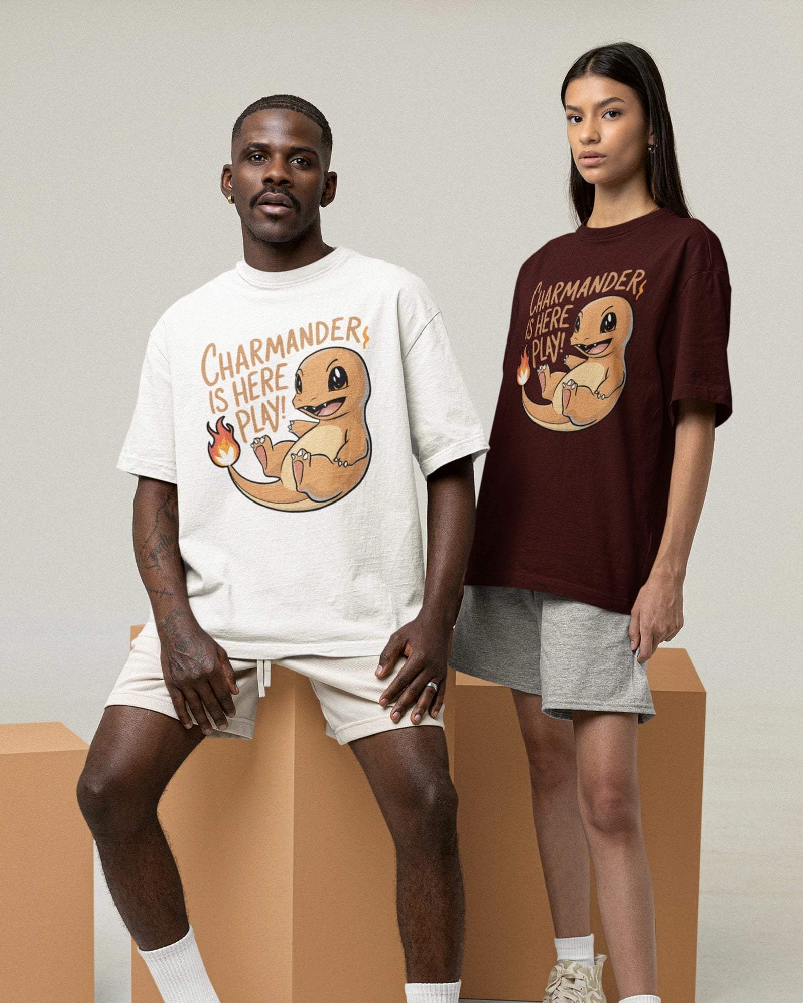 Charmander Pokémon Oversized Unisex Tshirt - zenrobe -   -  