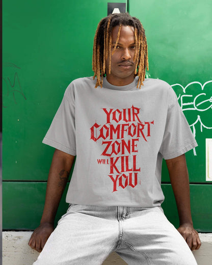 Comfort Zone Unisex Oversized Tshirt - zenrobe- Grey-Melange-XXL- 799.00