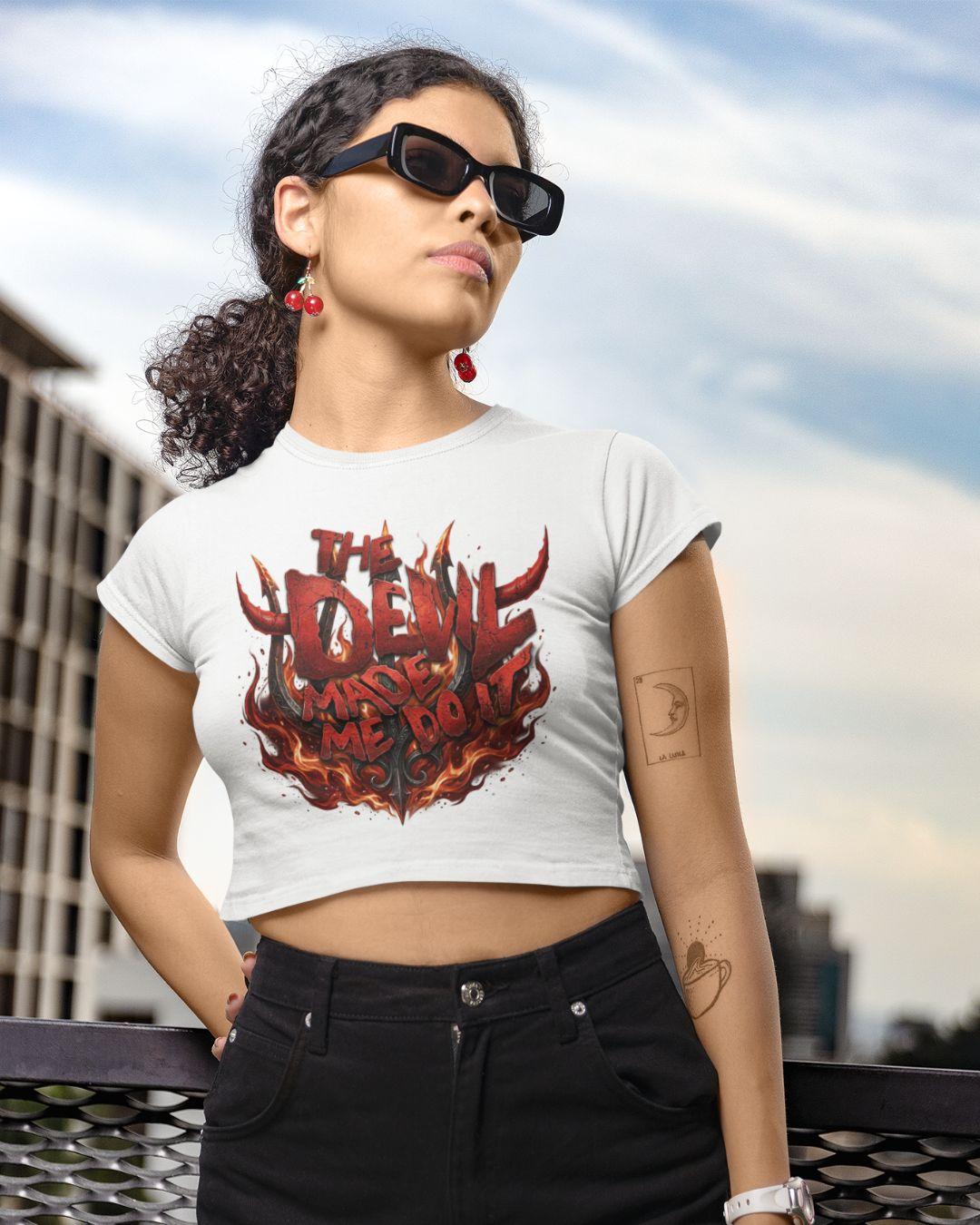 Devil Made Me Do It Crop Top - -