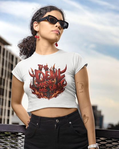 Devil Made Me Do It Crop Top - -