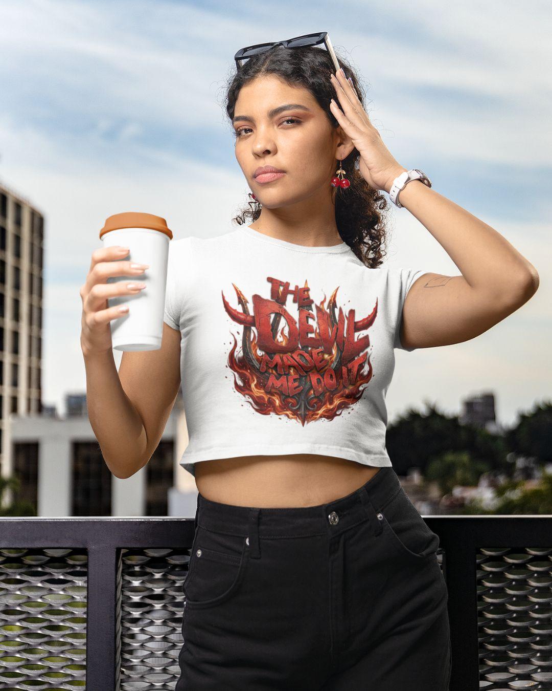 Devil Made Me Do It Crop Top - -