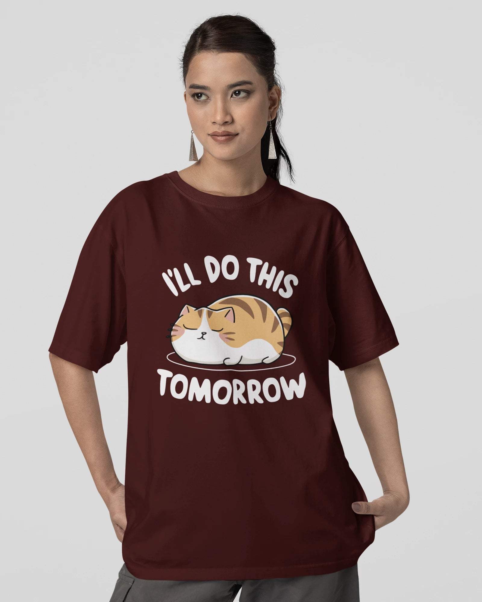 Tomorrow Unisex Oversized Tshirt - zenrobe- Maroon-XXL- 799.00