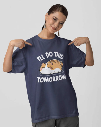 Tomorrow Unisex Oversized Tshirt - zenrobe- Navy-Blue-XXL- 799.00
