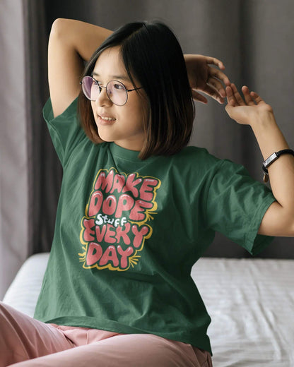 Dope Stuff Unisex Oversized Tshirt - zenrobe- Bottle-Green-XXL- 799.00