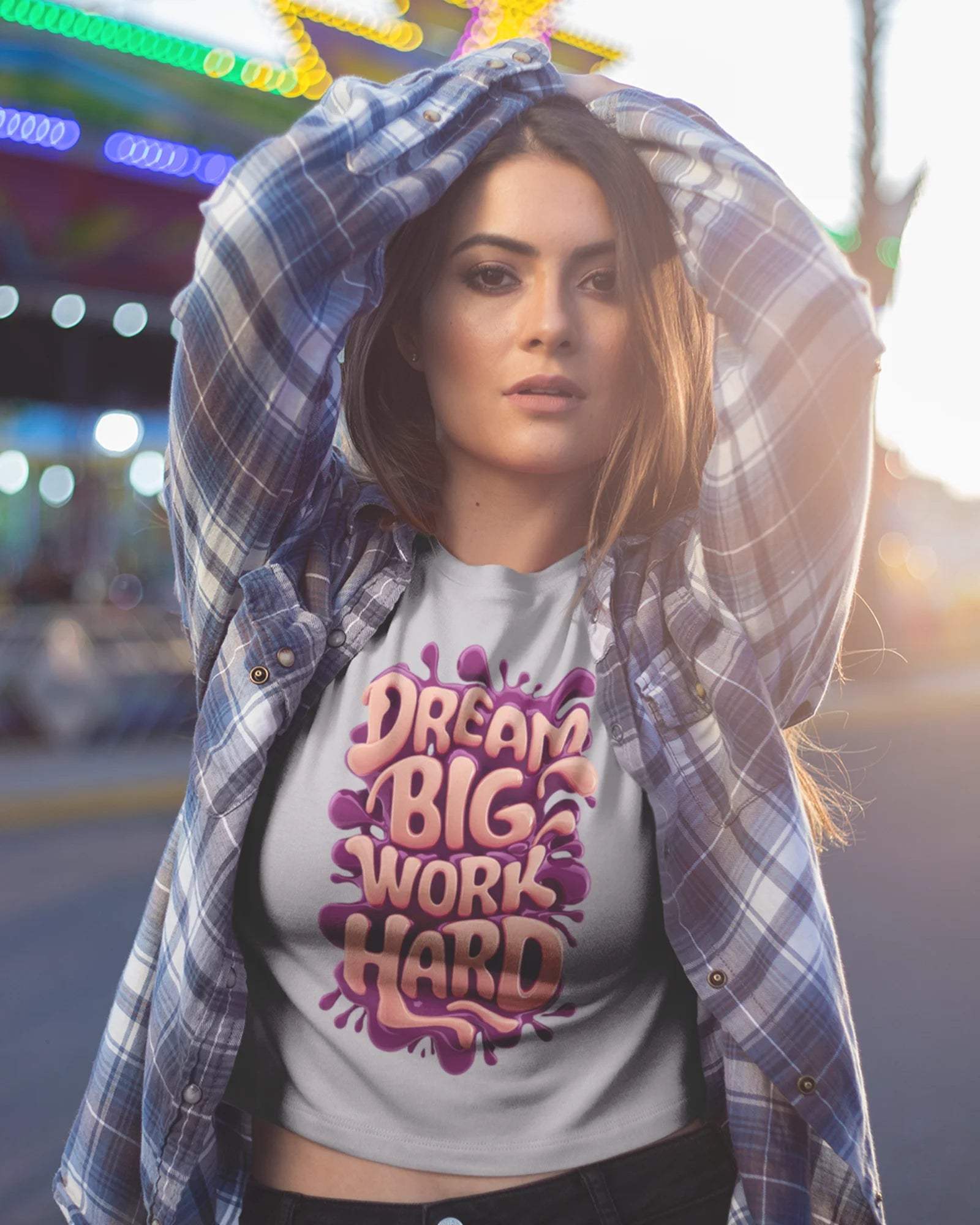 Work Hard Dream Big Women's Crop Top - zenrobe- Grey-Melange-XXL- 699.00