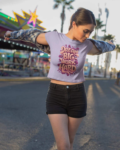 Work Hard Dream Big Women's Crop Top - zenrobe- Lavender-XXL- 699.00