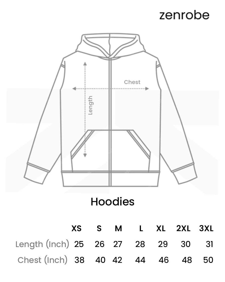 Size chart for unisex hoodie