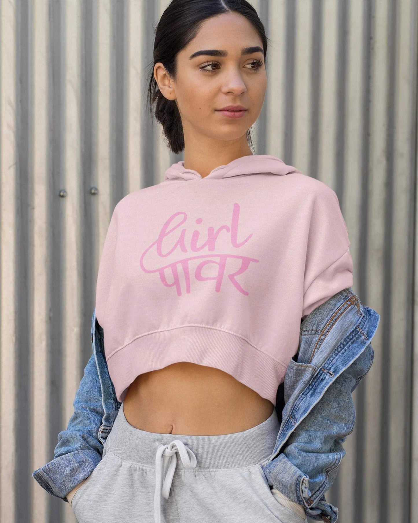 Girl Power Crop Hoodie - zenrobe- Light-Baby-Pink-XXL- 799.00