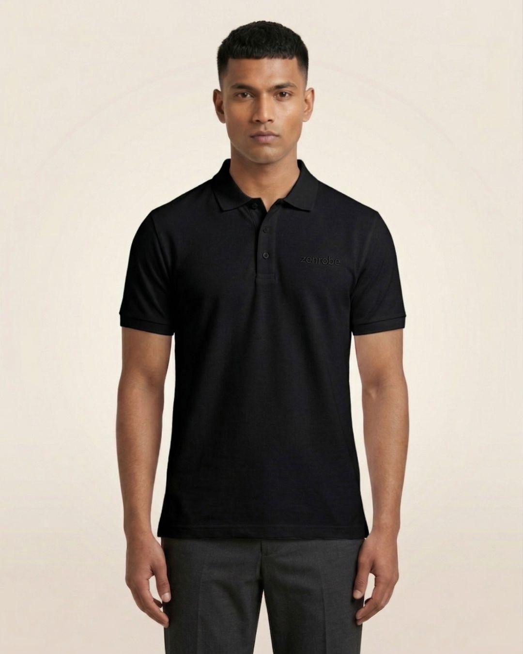 Premium Zenrobe Signature Logo Polo Black Embroidery - -