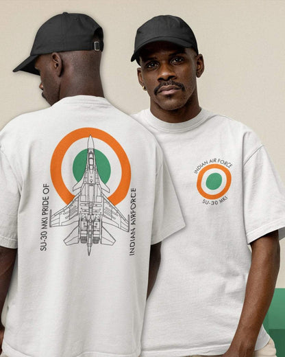 IAF-SU30 MKI Men's Oversized Tshirt - zenrobe- White-XXL- 999.00