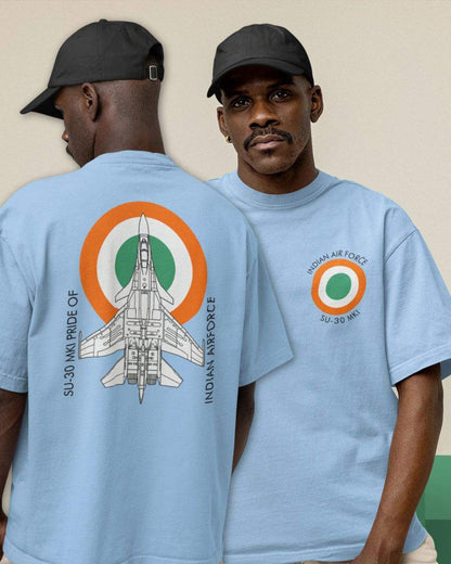 IAF-SU30 MKI Men's Oversized Tshirt - zenrobe- Baby-Blue-XXL- 999.00