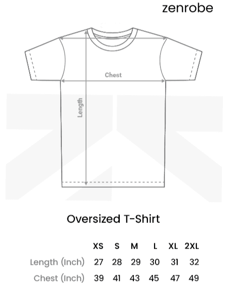 Size Chart for Oversized Tshirt